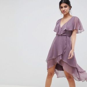 ASOS DESIGN cape back dipped hem mini dress
